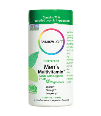 Rainbow Light Certified Organic Men's Multivitamin, Vegetarian Capsules