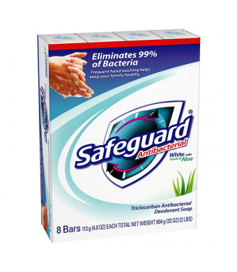 Safeguard Antibacterial Soap Bars, White with Aloe (PACKAGING MAY VARY)