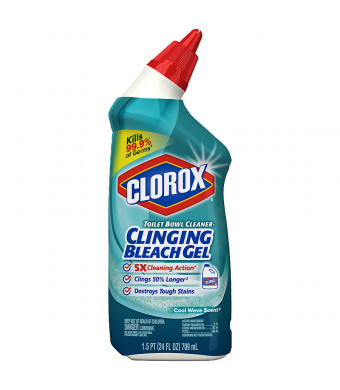Clorox Toilet Bowl Cleaner Clinging Bleach Gel Cool Wave Scent