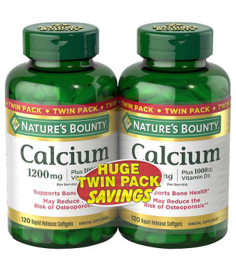 Nature's Bounty Calcium 1200 mg Plus Vitamin D3 Dietary Supplement Softgels Twinpack