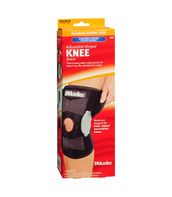 Mueller Adjustable Hinged Knee Brace, Maximum Support, Model 6455 One Size Black