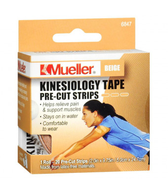 Mueller Kinesiology Tape Pre-Cut Strips Beige