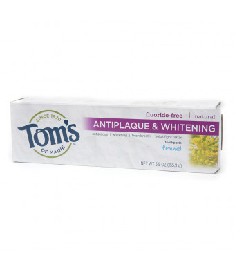 Tom's of Maine Antiplaque & Whitening, Fluoride-Free Natural Toothpaste Fennel