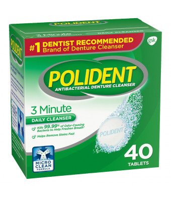 Polident 3 Minute, Antibacterial Denture Cleanser Triple Mint