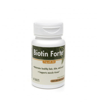 PhytoPharmica Biotin Forte 3 mg with Zinc Tablets