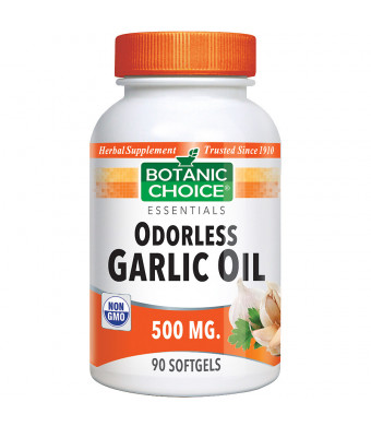 Botanic Choice Odorless Garlic Oil 500 mg Herbal Supplement Softgels