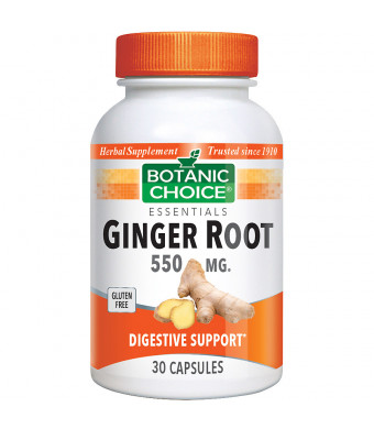 Botanic Choice Ginger Root 550 mg Herbal Supplement Capsules
