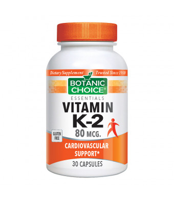 Botanic Choice Vitamin K-2 80 mcg Dietary Supplement Capsules