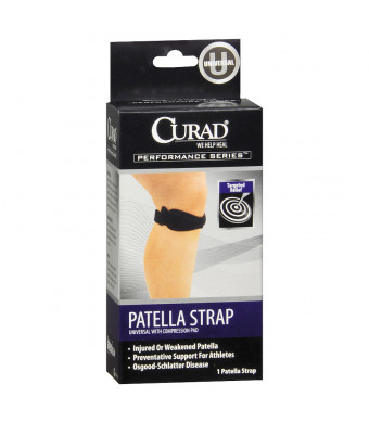 Curad Performance Series Patella Strap, Universal with Compression Pad Universal Black
