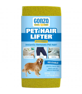 Gonzo Pet Hair Lifter - Remove Dog, Cat and Other Pet Hair from Furniture, Carpet, Bedding and Clothing - 1 Sponge