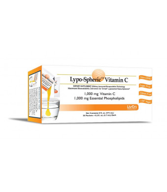 Lypo-Spheric Vitamin C , 0.2 fl oz. - 30 Packets | 1,000 mg Vitamin C Per Packet | Liposome Encapsulated for Maximum Bioavailability | Professionally Formulated | 100% Non-GMO, Ultra-Potent Vitamin C | 1,000 mg Essential Phospholipids Per Packet