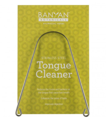 Banyan Botanicals Ayurvedic Tongue Cleaner Scraper - Stainless Steel - Tridoshic - Made in the USA - Reduces toxin buildup and bacteria on the tongue