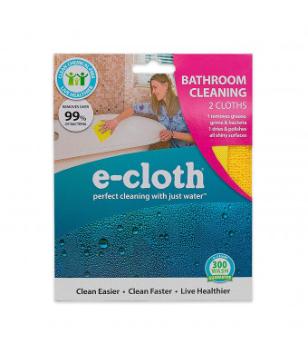 E-Cloth Bathroom Cleaning Pack - 1 Specialist Bathroom Cleaning Cloth and 1 Polishing Cloth - 2 Cloth Set