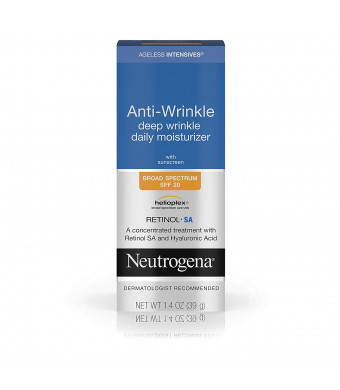 Neutrogena Ageless Intensives Anti-Wrinkle Deep Wrinkle Daily Facial Moisturizer with SPF 20, Retinol and Hyaluronic Acid to Hydrate and Fight Signs of Aging, 1.4 oz