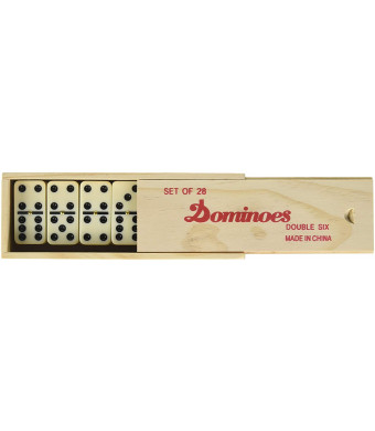 Double 6 Professional Domino Tiles with Spinner in Wooden Box
