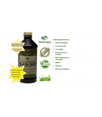 PURE BLACK SEED OIL - 16 OZ - 100% Pure and Cold Pressed Black Seed - NON-GMO and Vegan - Nigella Sativa