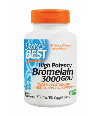 Doctor's Best 3000 GDU Bromelain, Non-GMO, Gluten Free, Joint Support, 90 Veggie Caps