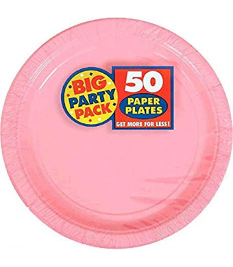 Amscan AMI 640013.109 Big Party Pack 50 Count Paper Dessert Plates, 7-Inch, New Pink