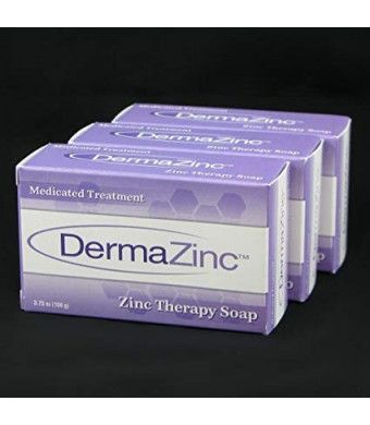 DermaZinc Zinc Therapy Soap 4.25 Ounce (120 gram) Bar - 3 Pack