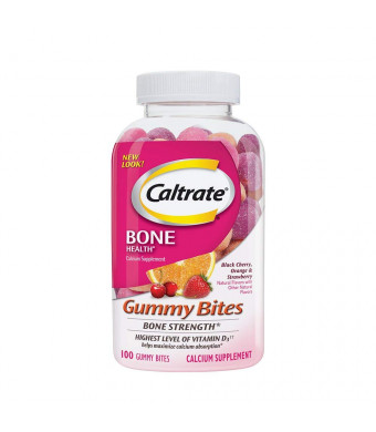 Caltrate Gummy Bites (Black Cherry, Strawberry, Orange Flavors, 100 Count) Calcium and Vitamin D3 Supplement, 500 mg