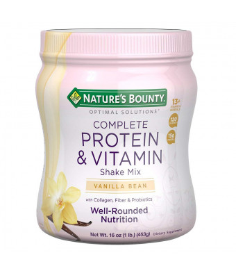 Nature's Bounty Optimal Solutions Protein Powder and Vitamin Supplement, Vanilla Bean, 1 lb