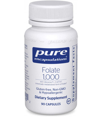 Pure Encapsulations - Folate 1000 - Hypoallergenic Supplement with Metafolin L-5-MTHF - 90 Capsules