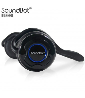 SoundBot SB220 Bluetooth Headset Wireless Stereo Headphone for Music Streaming and HandsFree - Black