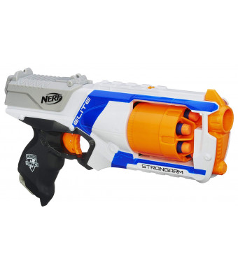 Strongarm Nerf N-Strike Elite Toy Blaster with Rotating Barrel, Slam Fire, and 6 Official Nerf Elite Darts for Kids, Teens, and Adults