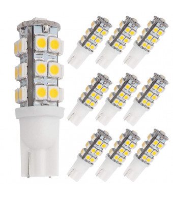 GRV T10 Wedge 921 194 25-3528 SMD LED Bulb lamp Super Bright Warm White DC 12V Pack of 10