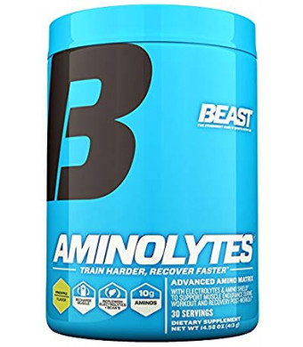 Beast Sports Nutrition  Aminolytes  Amino Acid Powder  Essential Amino Acid Supplement  Accelerate Muscle Recovery  Replenishes Electrolytes  Pineapple Flavor  30 Servings