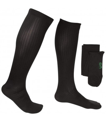 EvoNation Men's USA Made Graduated Compression Socks 8-15 mmHg Mild Pressure Medical Quality Knee High Orthopedic Support Stockings Hose - Best Comfort Fit, Circulation, Travel (Large, Black)