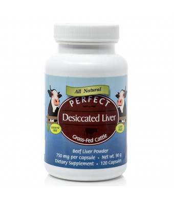 Perfect Desiccated Liver Capsules, 100% Grass Fed Undefatted Argentine Natural Beef Liver Supplements, 120 capsules, 750mg per capsule