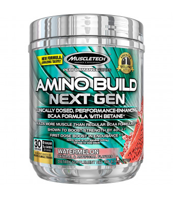 MuscleTech Amino Build Next Gen Energy Supplement, Formulated with BCAA Amino Acids, Betaine, Vitamin B12 and B6 for Muscle Strength and Endurance, Watermelon, 30 Servings (282g)