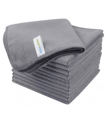 Sinland Absorbent Microfiber Cleaning Cloth Kitchen Dish Cloth Streak Free Dish Rags Glass Cloths 12inchx12inch 12 Pack Grey