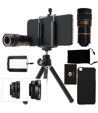 CamKix Camera Lens Kit for iPhone 6 / 6S - including 8x Telephoto Lens / Fisheye Lens / 2 in 1 Macro Lens and Wide Angle Lens / Tripod / Phone Holder NOT COMPATIBLE WITH IPHONE 6 PLUS nor 6S PLUS