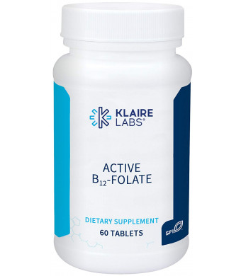 Klaire Labs Active B12-Folate Lozenges - High Potency Methylcobalamin and Metafolin, 60 Dissolvable Tablets