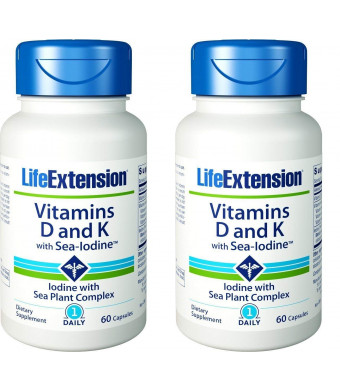 Life Extension Vitamins D and K with Sea-Iodine 60 capsules (2 pack)