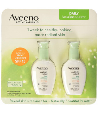 Aveeno Positively Radiant Skin Daily Moisturizer SPF 15, 4 Ounce (Pack of 2)