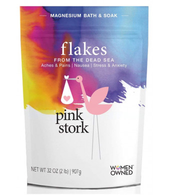 Pink Stork Flakes: Pregnancy Bath Salt -Organic Magnesium from Dead Sea -Morning Sickness, Energy Levels, Aches and Pains, Sleep Quality and more -Bath or Foot Soaks -Zero Fillers