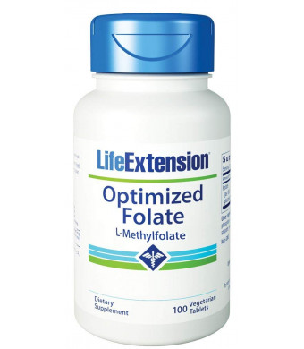 Life Extension Optimized Folate (L-Methylfolate) 1000mcg, 100 Vegetarian Tablets