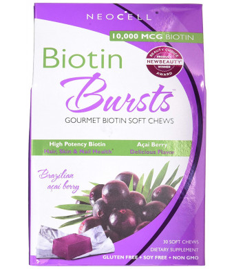 Neocell Neocell Laboratories Biotin Bursts Chewable Acai Berry, High Potency (Pack of 2)