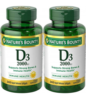 Nature's Bounty Vitamin D-3, 2000 Iu, 480 Softgels (2 X 240 Count Bottles)