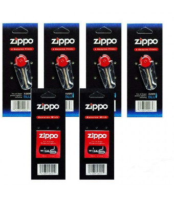 Zippo Lighters Replacement 6 Value Packs (24 Flints+ 2 Wicks)