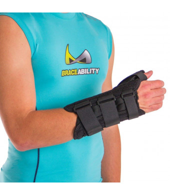 BraceAbility Thumb and Wrist Tendonitis Splint | Immobilizes Thumb Joint to Treat De Quervain's Tenosynovitis Tendon Pain, Swelling and Inflammatory Arthritis (M - Right Hand)