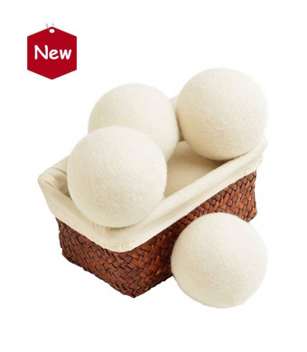 Wool Dryer Balls, Natural Organic Laundry Fabric Softener Save Drying Time Reduce Wrinkle,Reusable Hypoallergenic Baby Safe and Unscented,Better Alternative to Plastic Ball Liquid Softener-6 Pack ...