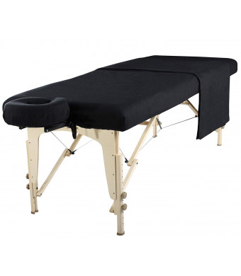 Master Massage Universal Massage Table Flannel Sheet Set 3 in 1 Table Cover, Face Cushion Cover, Table Sheet (Black)