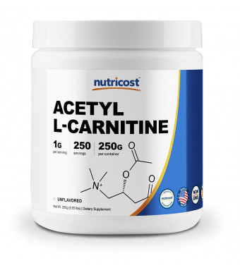 Nutricost Acetyl L-Carnitine (ALCAR) 250 Grams- 1G Per Serving - 250 Servings - Highest Quality Pure Acetyl L-Carnitine Powder