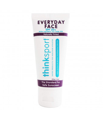 Thinksport Everyday Face Sunscreen, Naturally Tinted, Currant, 2 Ounce