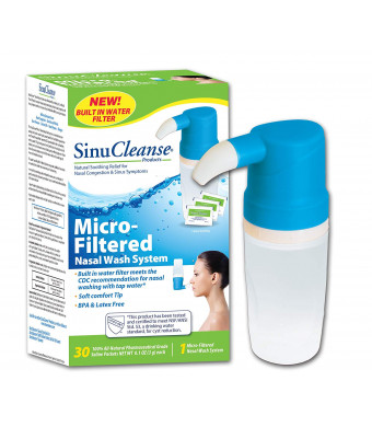 SinuCleanse Micro Filtered Nasal Wash System Sinus Cleanse and Cleaning Saline Irrigation Flush System 30 Count