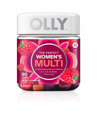 OLLY Perfect Women's Multivitamin Gummy Supplement with Biotin and Folic Acid, Blissful Berry, 90 Gummies (45 Day Supply)